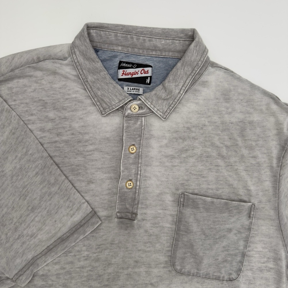 Johnnie O Hangin' Out Polo Steel Gray The Local Burn-Out Wash Mens‎ Size XL
